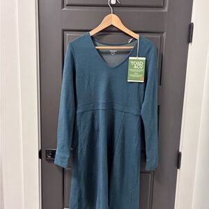NWT Toad & Co Tomboy Dress Teal Long Sleeve Dress, medium